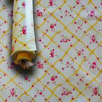 MEGA STOCK Rotolo da 20 metri (H140cm) di Tovaglia PVC telata cerata Per Casa, Sagre, Pizzerie ONDE GIALLE