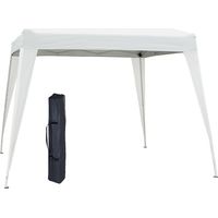 Outsunny Carpa Plegable 2,4x2,4m Cenador de Jardín Impermeable Diseño Pop Up de Acero y Cubierta de Tela Oxford Gazebo para Exterior Blanco