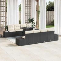 vidaXL Ensemble de canapé de jardin 9 pcs Noir et Crème polyrotin