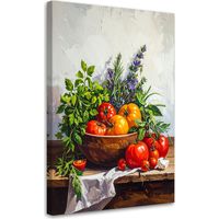 Impresión de Imagen, Naturaleza muerta con tomates y hierbas, 30x45