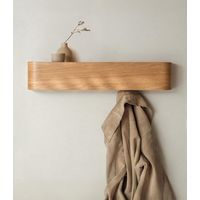 Porte-manteau mural en bois Design contemporain avec crochets muraux dissimulés Placage en bois massif Chêne