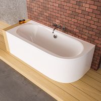 ECOLAM Baignoire d'angle Avita 180x80 cm gauche + tablier pieds + siphon et silicone Set complet