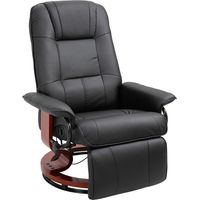 HOMCOM Fauteuil relax inclinable fauteuil de salon repose-pieds réglable pivotant 360° piètement bois revêtement synthétique noir
