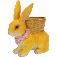 Lapin Pot De Fleurs Résine Processus Lapin Ornement Avec Panier Arrière Décoration Extérieure Pour Cour Jardin Jaune.