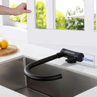 Lonheo Mitigeur Cuisine Rabattable Noir Pivotant à 360°, Robinet de Cuisine avec Poignée Pliable Contre Fenêtre, Robinet Mitigeur Evier Acier Inox Eau Chaude et Froide pour Cuisine