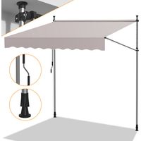 Jiubiaz Tende da esterno a manovella regolabile in altezza, protezione UV 50+ per balcone e terrazza senza fori 400cm Beige