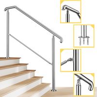Garde-corps rampe escalier en inox 201 4 à 5 marches main courante 162x102.5cm pour jardin entrée reglable angle 0-60°