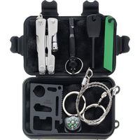 Coffret de secours 6 en 1 – Outil multifonction avec carte de survie 11 en 1 – Étui étanche – Dimensions 13,5 x 8 x 3,5 cm – Iso Trade