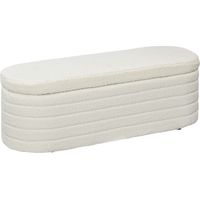 Panca Fondo Letto in Tessuto Teddy con Vano Contenitore per Ingresso e Camera, 116x41x40.5cm, Crema