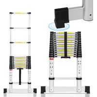 TolleTour Échelle télescopique escabeau Pro 5m avec stabilisateur, 150kg, antidérapante