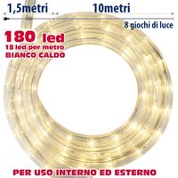 Tubo Luminoso a LED per Esterno Bianco Caldo 10 Metri con Controller Giochi Luce