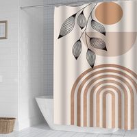 Boho-Duschvorhang mit Anti-Schimmel-Beschichtung, Weiß, 180 x 180 cm, wasserdicht, waschbar, mit 12 Ringen, Polyester-Duschvorhang mit Blattmuster, modernes Design