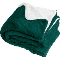 SACASA - Manta verde oscuro y blanco relieve espiga 180x220cm SHERVALD