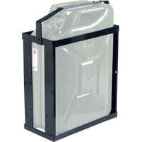 Porte-bidon métal 20L – Tôle d'acier laqué noir – Verrouillage avec goupille ou cadenas – Rembourrage en caoutchouc – Valpro