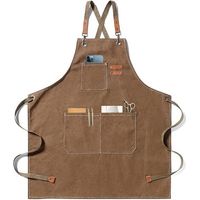 Kochschürze, Gartenschürze aus Baumwoll-Canvas mit großen Taschen für Damen und Herren, Küchenschürze, robuste, verstellbare Gartenschürze - Café