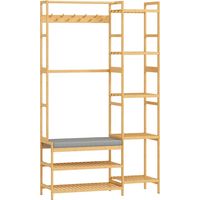 portemanteau multifonctionnel 5 en 1 en bambou bois naturel 104 x 33 x 175 cm