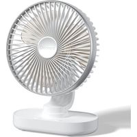 Ventilador automático oscilante silencioso de 30 dB, 16,5 cm, batería de 4000 mAh y alimentación USB con potente flujo de aire, 4 velocidades, portátil, pequeño ventilador para oficina, hogar, camping
