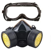 Masque Respiratoire, Kit Masque Protection Respiratoire Réutilisable, Anti Poussière, Anti Gaz Masque Chimique avec Lunettes de Protection pour Peinture Travaux, Bricolage Ponçage