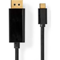 Nedis USB-C™ Adapter / USB 3.2 Gen 1 / USB-C™ Stecker / DisplayPort Stecker / 4K@60Hz / 2.00 m / Rund / Vergoldet / PVC / Schwarz / Label