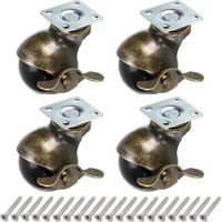 Stück Bronze-Kugelrad, 40 mm Möbelrollen, abgerundete Kugelrollen mit Bremse, Ersatz für Möbel, Sofas, Stühle, Tragkraft 22,7 kg pro