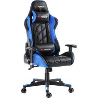 GTFORCE PRO GT LEATHER RACING SPORTS OFFICE CHAIR IN BLACK AND BLUE