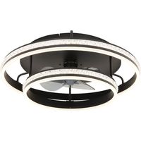 Ventilateur de plafond Lampe de plafond Lampe de ventilateur LED dimmable noire Télécommande
