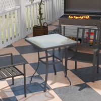 Gartentisch quadratisch Glastisch wetterfest Schwarz 68,5x68,5cm für Balkon Terrasse Gartenmöbel