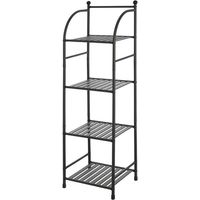 Étagère de salle de bain 4 étagères avec accessoire en métal noir, hauteur 116 cm.