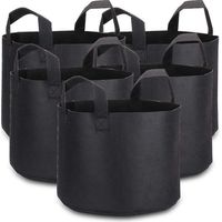 Sacs à plantes Hem de 5 gallons avec étiquettes pour plantes, paquet de 5, tissu résistant - FS