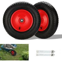 Randaco Schubkarrenrad mit Schlauch, 2er Set Ersatzreifen, luftbereift, für Schubkarre, bis 200 kg, schwarz