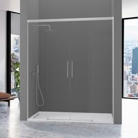 Mampara de ducha frontal 2 Fijos + 2 Puertas Correderas 142-146 cm URBAN Plata mate