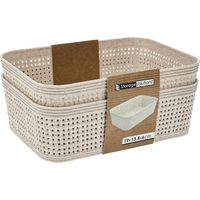 Cestas de almacenamiento color beige, 2 unidades.