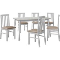 Salle à manger complète Victorville 267, Blanc, 75x80x140cm, Diamètre: 0, Nombre de chaises: 4, Style: Contemporary