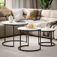 Set de tables basses Montreal, blanc/noir, 55x55cm 3 pièces, Vicco