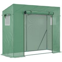 Outsunny – Serre de balcon 200x77x169cm – Bâche polyéthylène anti-UV 140g/m² – Structure en acier renforcé – 2 fenêtres avec moustiquaire – Porte zippée enroulable