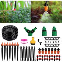 Arrosage Automatique Goutte a Goutte Kit Irrigation Micro Système d'Arrosage Automatique pour Jardin Pelouse Plante Paysage Potager Serre Terrasse Plate-Bande