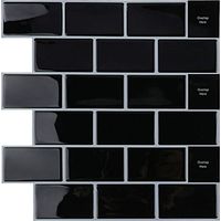Self Adhesive Backsplash for Kitchen and Bathroom, Self Adhesive Wall Tiles, White Self Adhesive Kitchen Backsplash, Waterproof Self Adhesive Metro 3D PVC Wall Tile, 4 Pack (Black, 4 Sheets)
