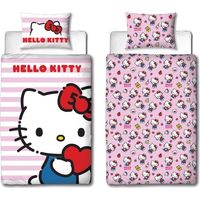 Biancheria da letto reversibile - HELLO KITTY - Microfibra - 1 copripiumino 140 x 200 cm + 1 federa 63 x 63 cm