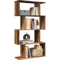 vidaXL Room Divider Bookcase 4-Tier Old Wood 70x24x129 cm Engineered Wood