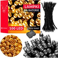 Lampki choinkowe 100 LED a batería, blanco cálido con programador.