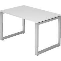 bümö Schreibtisch Serie-R Rechteck: 120 x 80 cm Weiß Silber