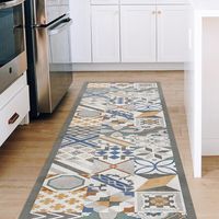1 Tapis De Sol Vinyle Antidérapant 120x50cm Imperméable Lavable Pour Cuisine Salle De Bain