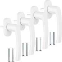 4-teiliges Fenstergriff-Set, PVC-Fenstergriff ohne Schließzylinder, mit 8 Schrauben, weißer Aluminium-Fenstergriff, 35 mm lang, für Fenster, Türen, Balkone und Wohnräume