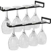 Wine Glass Holder, 2 PCS Wine Glass Holder Glass Holder with Screws, Hanging Durable Metal Wine Glass Holder Fits 4 Glasses for Kitchen, Bar, Restaurant, Black