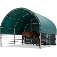 TOOLPORT Weidezelt 4x4 m PVC Plane 2300 Newton Unterstand für Pferde Offenstall Weidehütte - für Betonuntergrund - vorn offen - grün