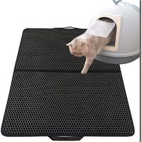 Litière pour chat,Tapis Litière Chat Bac à Litière pour Chats, Imperméable Non Toxique EVA,Double Couche en Nid d'abeille Design 30x45cm,Noir Litière pour chat