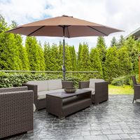 Sonnenschirm mit Handkurbel Ø2,95 x 2,5 m Knickschirm, Marktschirm, Braun, 180/m² Polyester, stabil