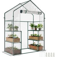 Invernadero de Jardín con 4 Estantes 1 Puerta con Cremallera para Cultivo de Plantas Flores 142x73x195 cm Verde