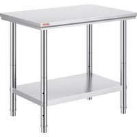 VEVOR Table de Travail Cuisine Inox 60X90X80 cm Plan de Travail Cuisine en 2 Etage Table de Travail en Acier Inoxydable pour Preparation de Cuisine deAliment des Repas Hotels Bureaux Hopitaux