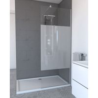 Set Parete Doccia Satinata 90x200 cm + Barra di Fissaggio Estensibile - Vetro 8 mm - Finitura Cromo